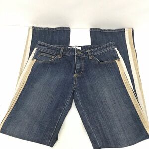 Armani Exchange Women's Blue Jeans Flare Legs with Tan Stripes Size 2